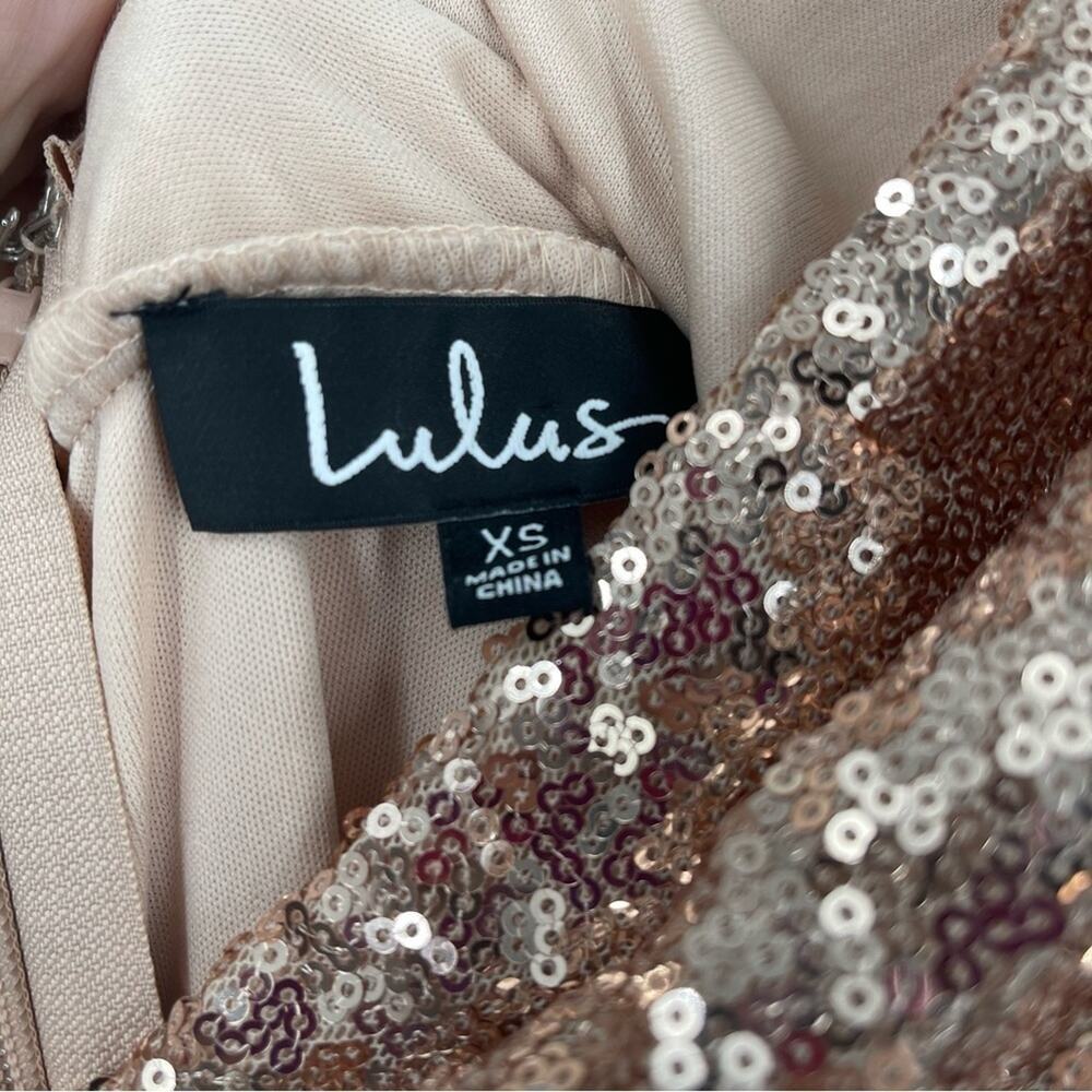 Lulus Elegant Encounter Gold Sequin Maxi Dress Size XS NWT. - Picture 5 of 6